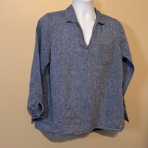 J. Jill light Blue Linen Top